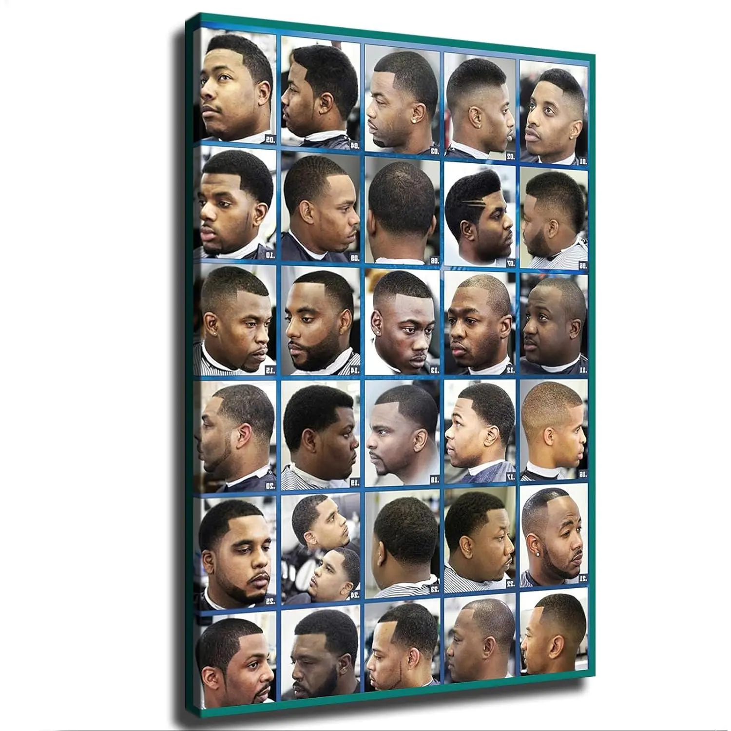 Barber Shop Black Men's Hairstyle Diagram Poster, Modern Aesthetic Hangable Wall Art, Home Office Kitchen Living Rooms Hallways Decoration, Holiday Gift (24*36 in, Unframed)