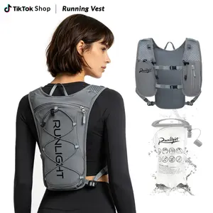 Runlight Lightweight Hydration Running Vest, 1.5L Leakproof Water Bladder, Breathable Zipper Running Backpack, Adjustable Sport Vest for Running, Jogging and Marathon Outdoor Sports