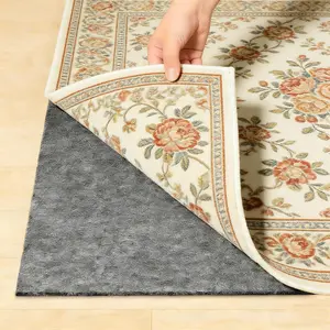 Non Slip Felt Rubber Rug Pad, Thick Felt Rug Pads for Hardwood Floors, Under Area Rugs Protective Cushion Pads for Carpet, Felt and Rubber Underpad for  Place Surface Safe (Grey, 8' x 10')