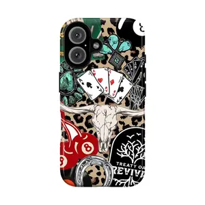 Western Blue Collage Phone Case with Aloha Howdy Hello Cowgirl Boot Surfboard Blueberries Horse Floral Elements for iPhone 17 16 15 14 13 12 Pro Max Plus X Galaxy S25 S24 S23 S22 S21 Ultra