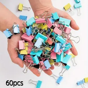60-Piece Assorted Color Long Tail Clips, Perfect for Stationery Office Supplies & Exam Book Clamps, Durable Paper Clip Organizer Set