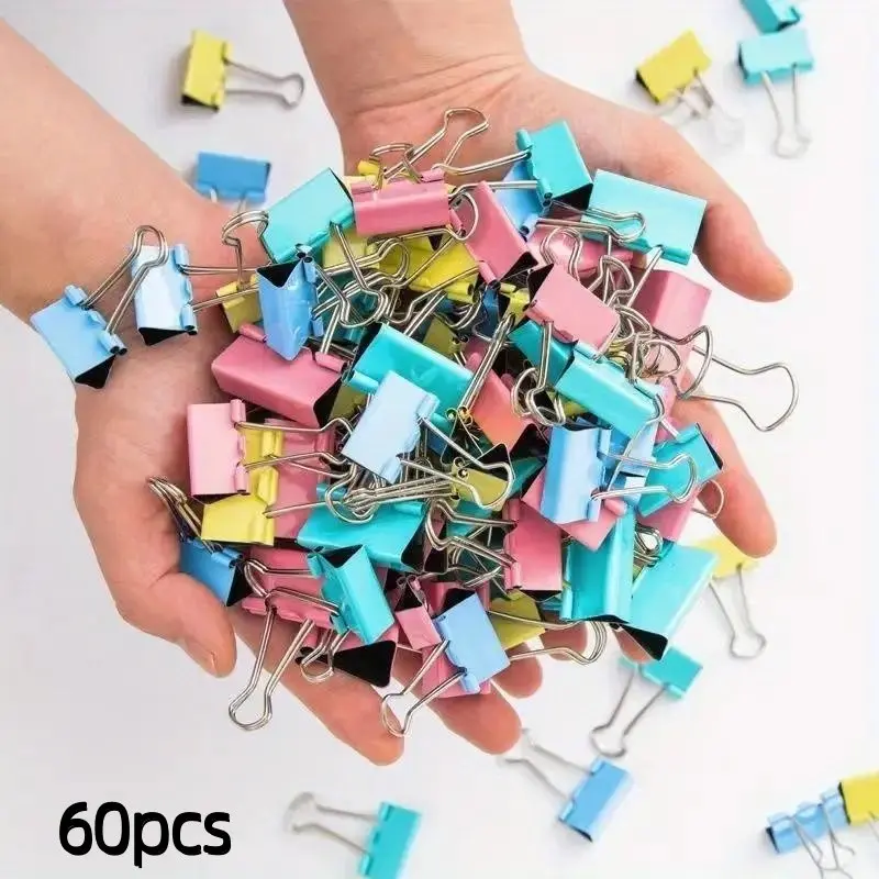 60-Piece Assorted Color Long Tail Clips, Perfect for Stationery Office Supplies & Exam Book Clamps, Durable Paper Clip Organizer Set