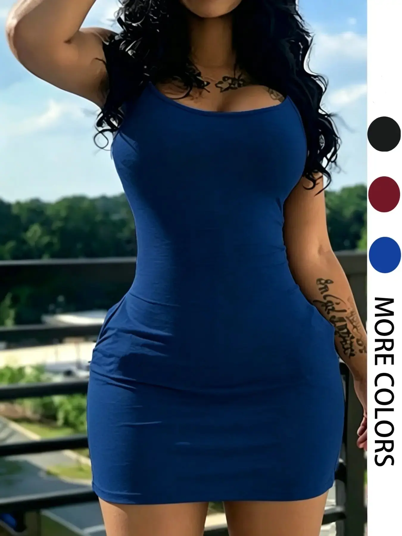 Adjustable Strap Bodycon Dress, Sexy Plain Color Short Dress, Slim-Fitting Casual Dress, No Pockets, Spring & Fall Fashion