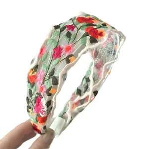 Women's Retro Floral Embroidered Headband - Spring Summer New Ethnic Style Wide Hair Hoop, Elegant High-End Hair Accessories for Daily Styling, Headbands for Women