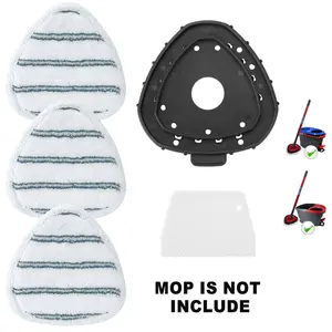 KEEPOW Reusable Mop Replacement Pads Compatible With Spin Mop Pad Replacement, 3 Pack Mop Refill Pads, 1 Mop Base and 1 Scraper for Cleaning Floor, Wall, Ceiling