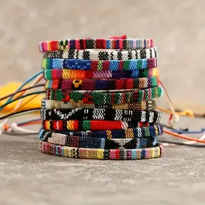 12pcs Ethnic Style Bracelet, Bohemian Rope Hand-woven Bracelet, Elegant and Casual Bracelet, Adjustable Bracelet, Suitable for Holiday Gifts and Birthday Gifts, Stackable Bracelets, Bangles Bracelets Set