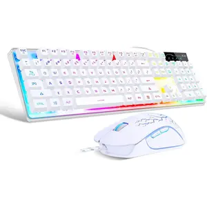 Gaming Keyboard and  Combo, K1 RGB LED Backlit Keyboard with 104 Key for PC/Laptop(White)