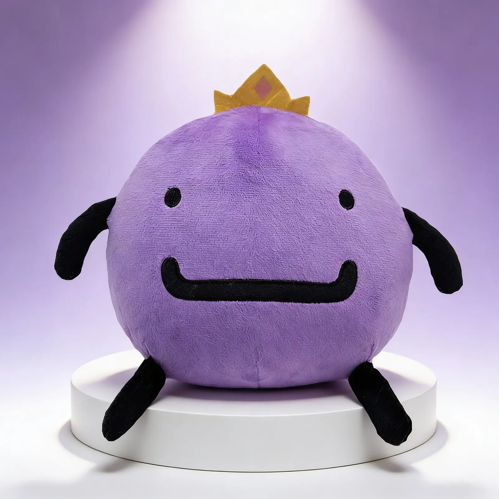 Purple Wemmbu Plush, Soft Huggable, Cute Round Stuffed Toy with Gold Crown, Hugging Pillow for Kids & Teens, Perfect Gift for Gamers & Fans, Soft Short Fur, PP Cotton Filling, Bedroom Decor, Sofa Cushion, Adorable Character