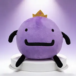 Purple Wemmbu Plush | Cute Round Stuffed Toy with Gold Crown | Cozy Hugging Pillow for Kids & Teens | Perfect Gift for Gamers & Fans | Soft Short Fur, PP Cotton Filling | Bedroom Decor, Sofa Cushion | Adorable Character Inspired by Popular Gaming Content