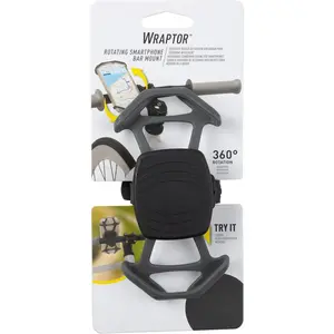 Wraptor Rotating Smartphone Bar Mount - Cell Phone Mount for Bikes, Strollers & More - Easy-to-Use & Adjustable Phone Accessories - Grey Cellphone Stand