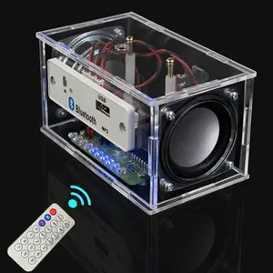 DIY Bluetooth-Compatible Speaker Kit Mini Stereo Sound Amplifier with LED Flashing Light for STEM Education and Home Office Use