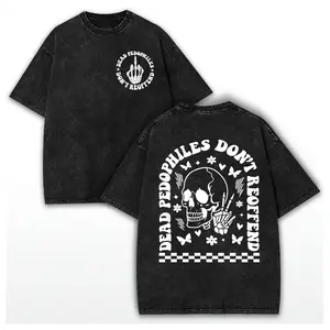 Washed Cotton Vintage Dead Pedophiles Don’t Reoffend Tee, Protective Parent Shirt We Love Our Kids Skull Middle Finger Graphic Tshirt, Unisex Justice Shirt