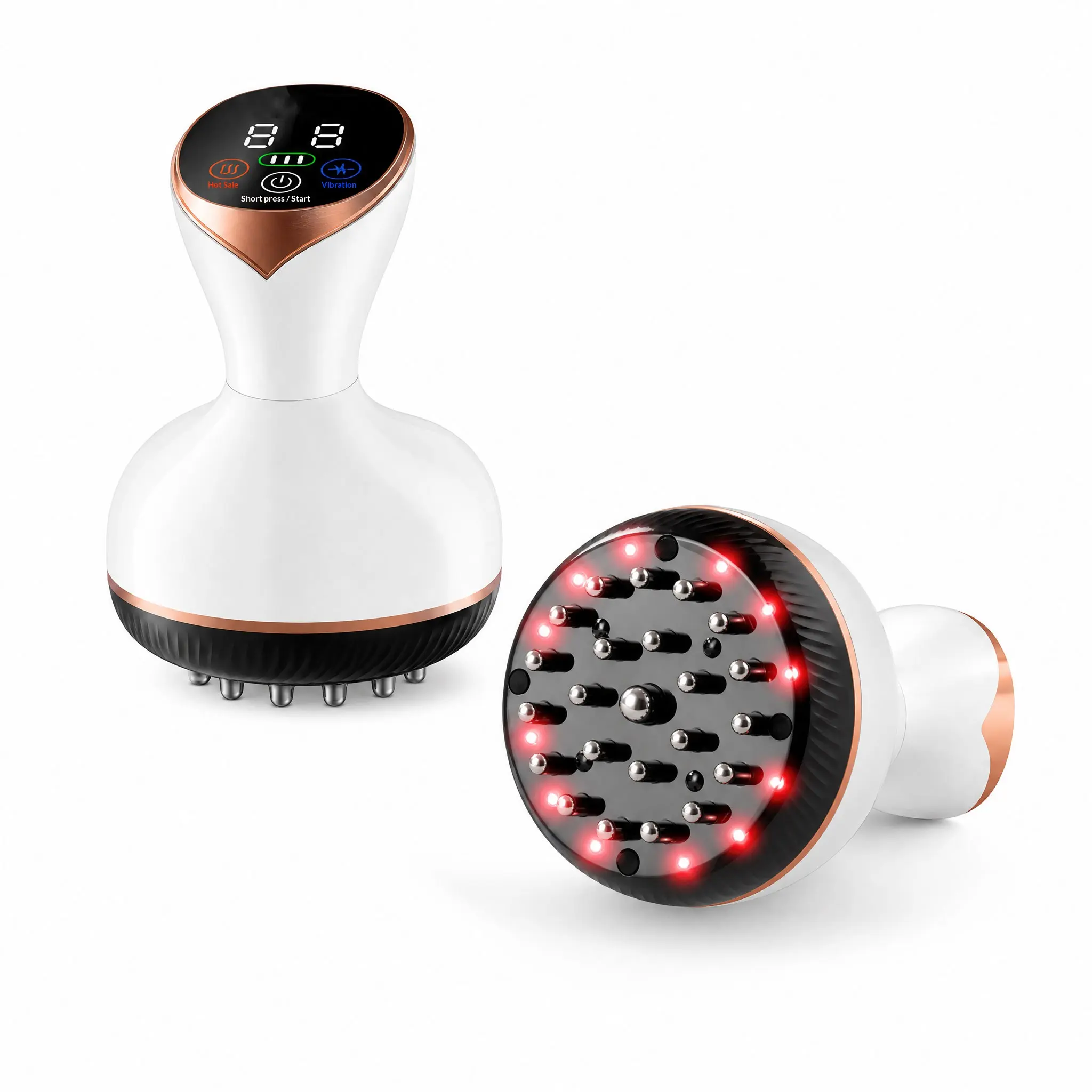 Handheld Wireless Body Massager for Portable Muscle Relaxation Therapy, Massage Tool with Red Light Warmth, Vibration, 3 Modes & 30 Levels, At-Home Full Body Self-Care Gadget, Wellness Essentials Relaxing