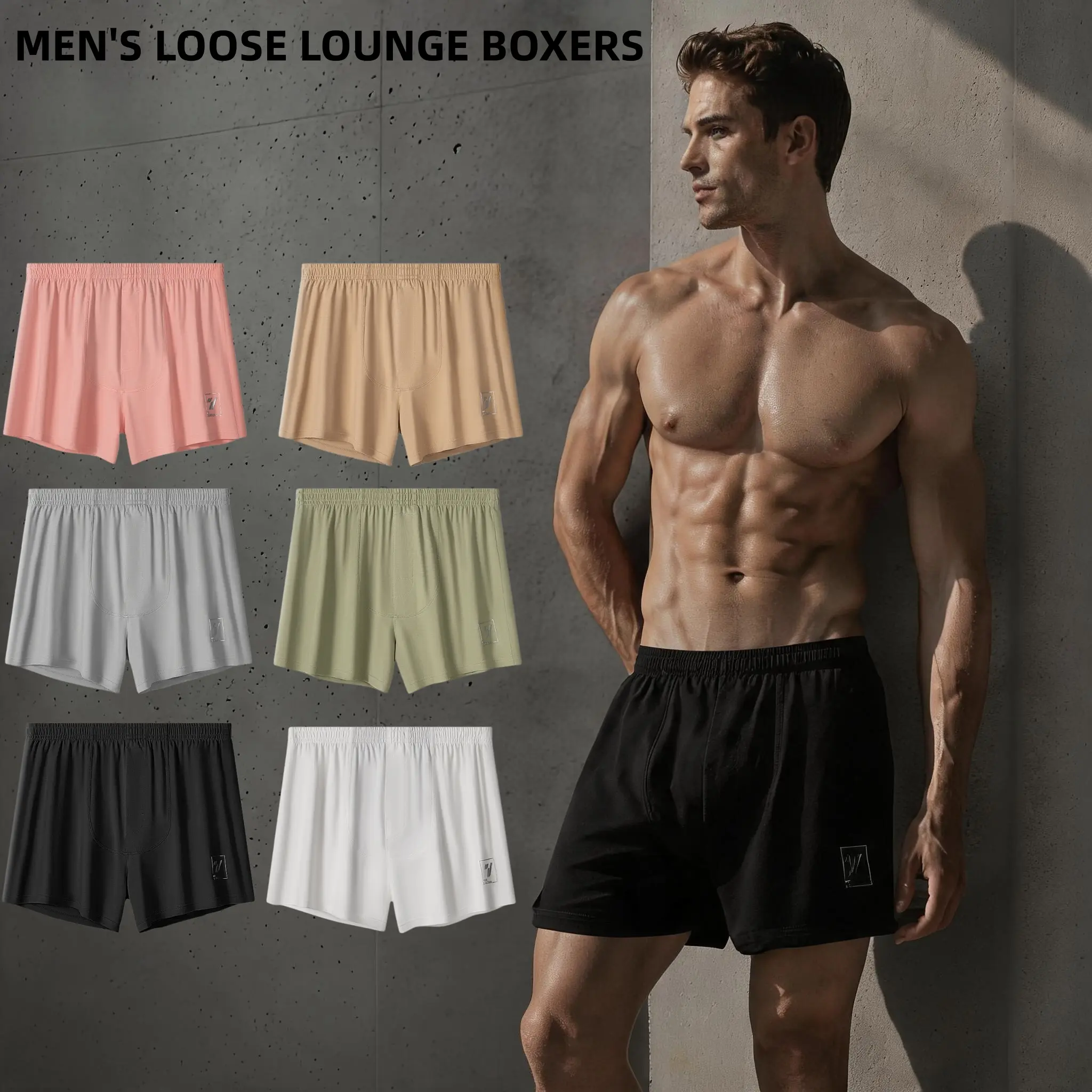 Men's Modal Cotton Pajama Pants & Boxer Briefs - Loose, Stretchy, Breathable Nightwear for Home, Gym | Menswear Short Pants, Comfortable Soft Men's Boxer Briefs, Elastic Fabric Men's Boxer Briefs