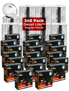 240 Denali Canning Lids (Regular Mouth) - Upgraded Anti-Rust Stainless Steel 24-Month+ Long Lasting Seals - USA Small Business