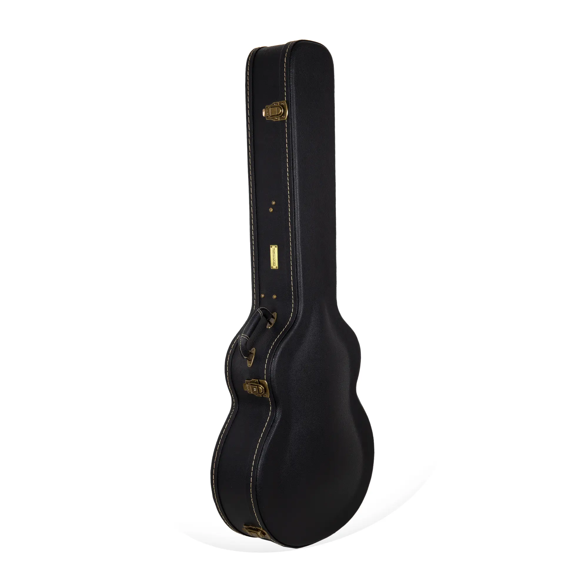 Crossrock Wooden Case-Fits Acoustic Bass Guitar-Vintage Hardware, Sponge Lining, Metal Feet, Storage Space-Black (CRW520ABBK)