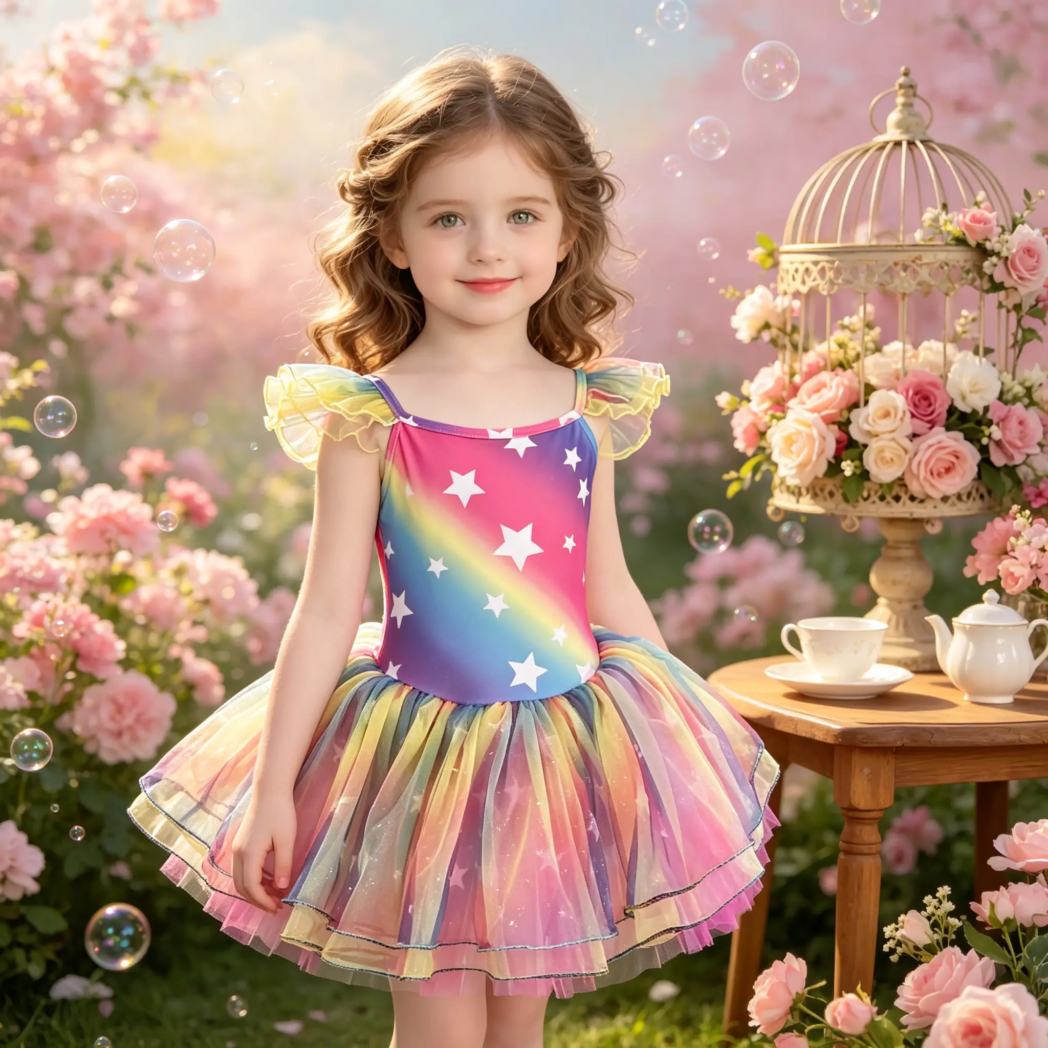 Girls Rainbow Star Ballet Tutu Dress - Sparkly Tulle Princess Dance Costume for Toddlers & Kids