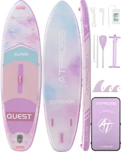 10'6''x33''Inflatable Stand Up Paddle Board, 400lbs Extra Wide Stand Up Paddleboard with Kayak Seat, Anti-Slip EVA Deck Premium SUP Accessories Kit, Non-Slip Stable Deck Boat