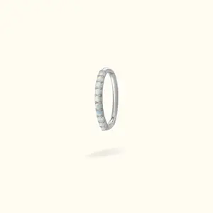 14k White Gold Opal Hinged Ring