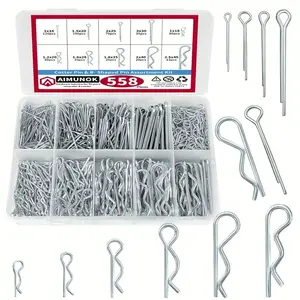 558pcs Zinc Plated Steel Cotter Pins Assortment Kit, Multiple Sizes Hair Pins & R Clips, Fasteners for Home or Car Use， Sewing Supplies Crafts