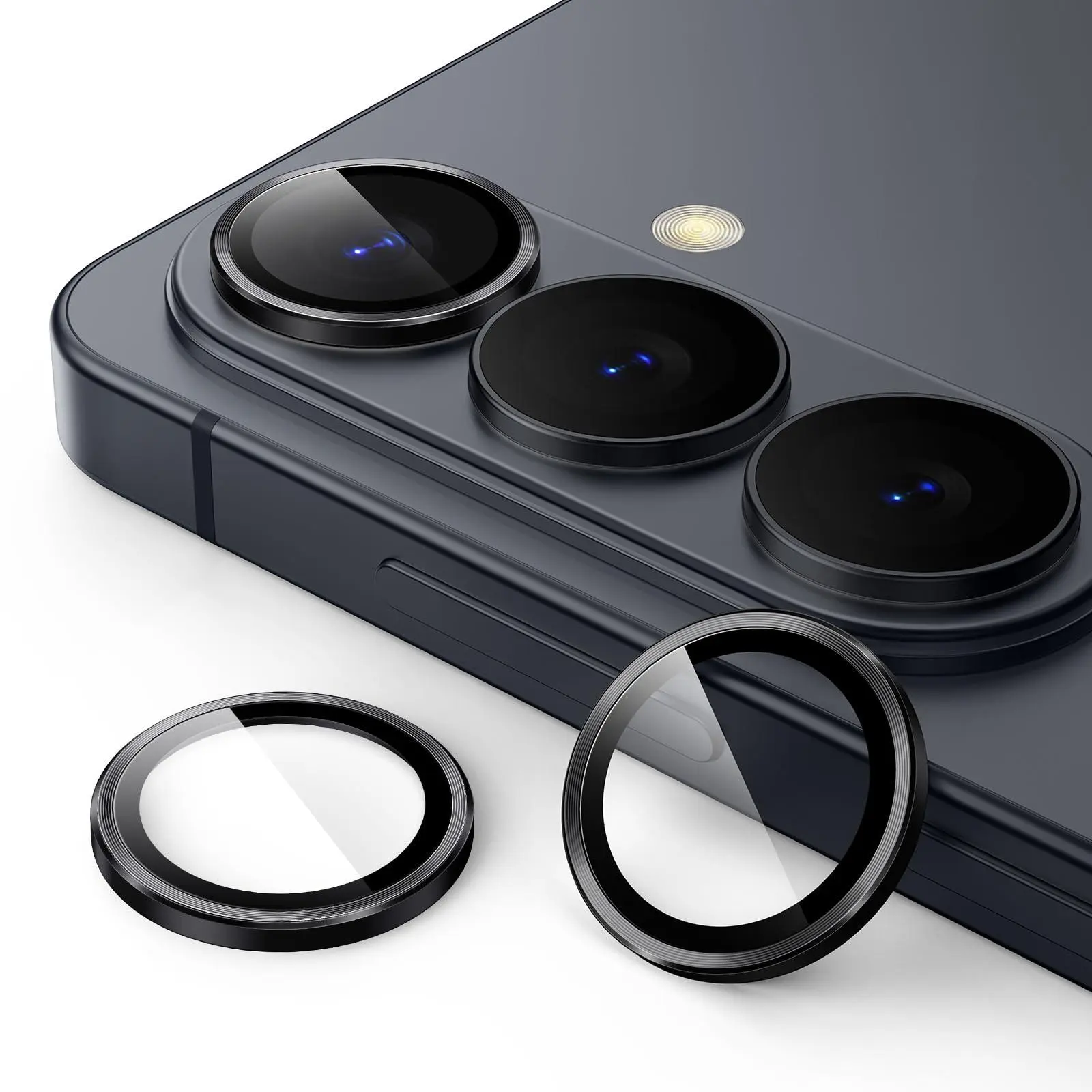 JETech Camera Lens Protector for Samsung Galaxy S26 phone Series, 9H Tempered Glass Metal Individual Ring Cover with Installation tray, HD Clear, 1 Set