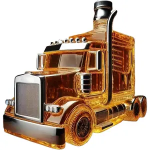 Truck Whiskey Decanter, Vintage Semi Truck Whiskey Bottle, Funny Car-Shaped Glass Liquor Bottle With Stopper For Dad