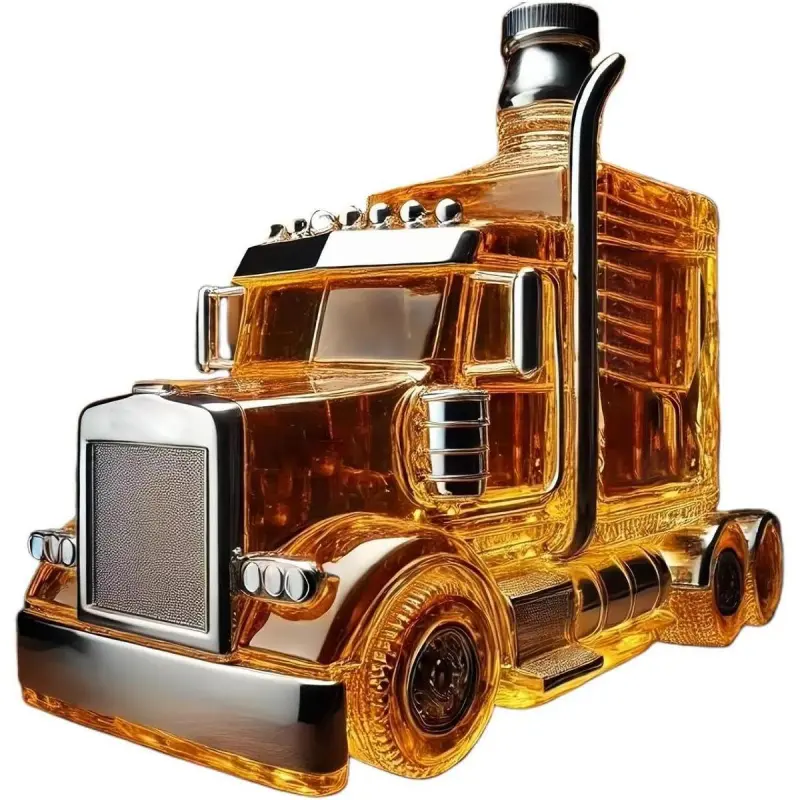 Truck Whiskey Decanter, Vintage Semi Truck Whiskey Bottle, Funny Car-Shaped Glass Liquor Bottle With Stopper For Dad