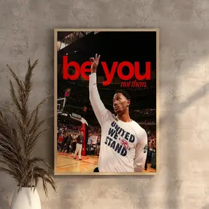 Derrick Rose Fine Art Poster – Motivational Basketball Quote Print, Sports Wall Art, Athlete Mindset Vintage Canvas