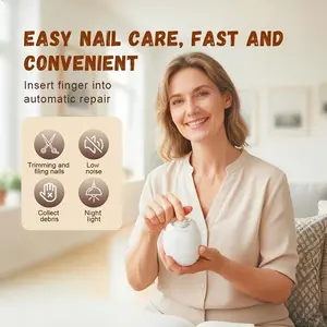 Automatic Electric Nail Grinder with Low Noise, Built-in Night Light & Debris Collector, Easy Nail Care Tool for Adults & Seniors