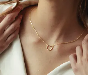 Dainty Heart Pendant Necklace: 14k Gold Plated or 925 Solid Sterling Silver