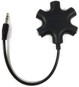 Headphone Splitter - 5 Ports for 3.5mm Devices 5 Ways Adaptor 3.5mm Audio Stereo Splitter Cable 3.5mm Male to 5 Port 3.5mm Female for Earphone and Headset Splitter Adapter for iPhone