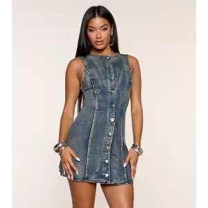 One More Pic Button Denim Dress