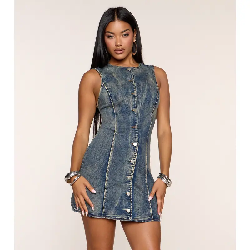 cos denim dress sleeveless COS denim dress in dark blue