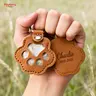 Custom Pet Memorial Paw Keychain, Pet Hair Keepsake Holder for Dog Cat, Personalized PU Leather Paw Print Key Ring, Fur Storage Charm, Pet Loss Remembrance Gift