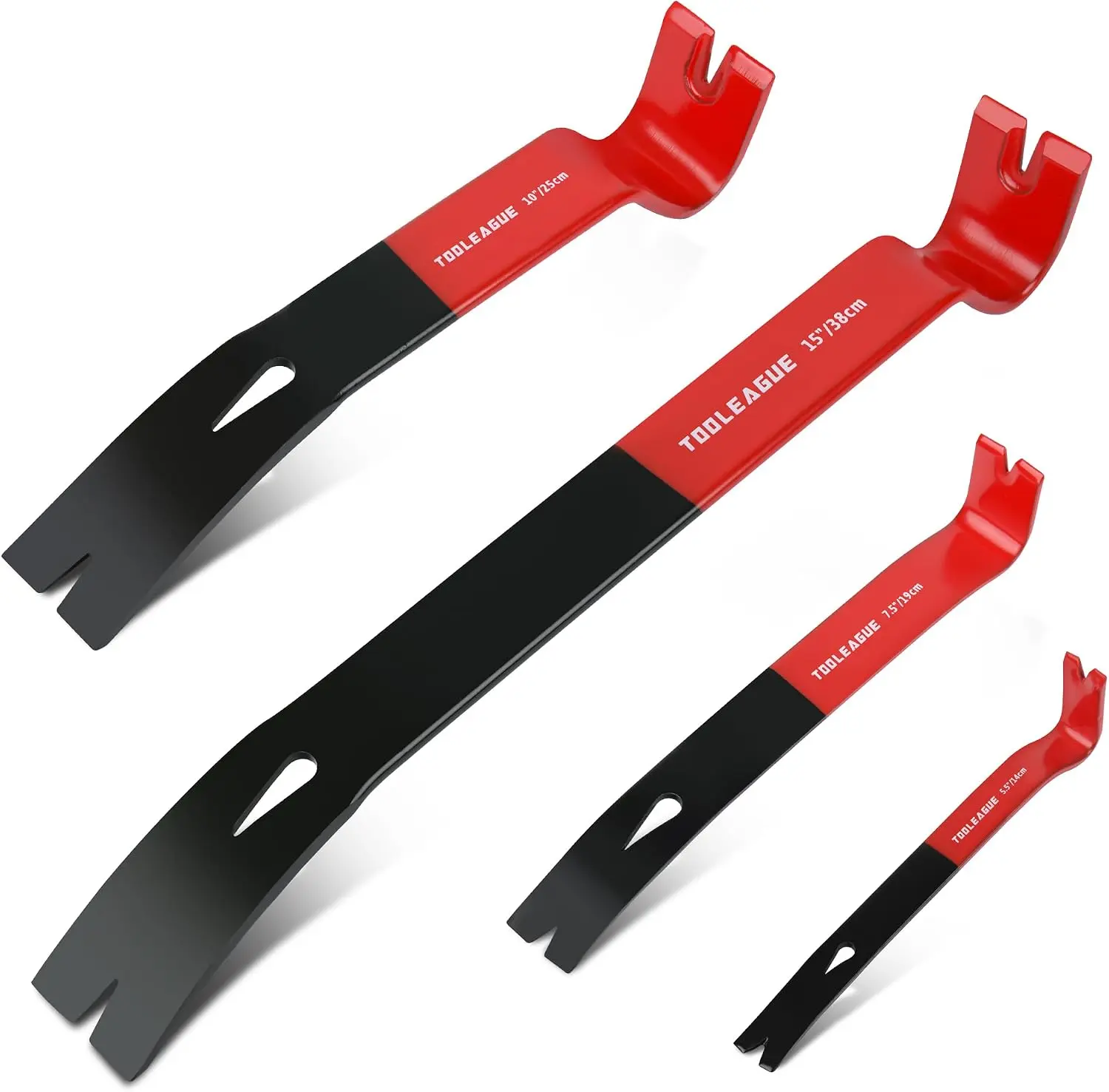 TOOLEAGUE 4-Piece Flat Pry Bar Set with Nail Pullers, Heavy-Duty Crowbars for Prying and Lifting