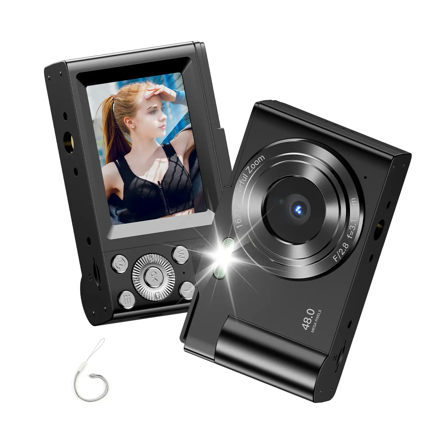 Kid-Friendly Compact Digital Camera with 1080P FHD Video 16X Zoom 2.4" Display USB Rechargeable Includes 64GB SD Card for Kids Teens Students