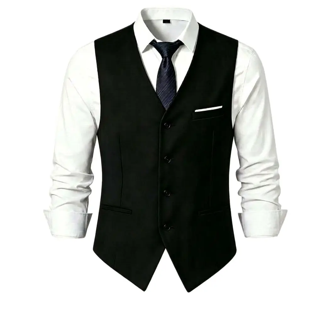 TweedLad Menswear Man Style 1-Piece Plain Long-Sleeve Classic Men's Suit Vest - Casual, Business Occasions