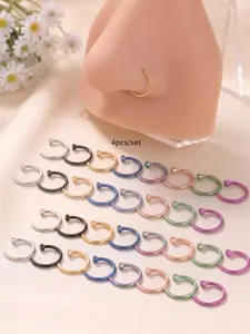 Hypoallergenic Stainless Steel Nose Ring, C-Shaped 20g/18g, Adjustable Hoop Nose Rings Hoops for Lip, Septum, Nose, Rook, Daily Wear Jewelry Body Jewelry for Men and Women Nose Rings Set