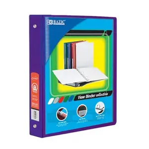Bazic 4127 BAZIC 1" Purple 3-Ring View Binder w/ 2-Pockets Case of 12