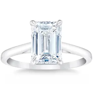 2Ct 14k White Gold Emerald Cut Solitaire Lab Grown Diamond Engagement Ring
