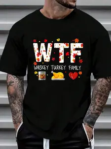 100% Cotton Whiskey Turkey Family Shirt Funny Thanksgiving Day T-Shirt Women's Men's Graphic Tee Crew Neck summer vacation Tops