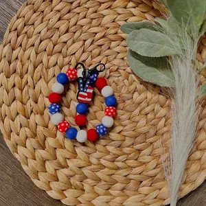 American flag peace sign silicone wristlet keychain combo