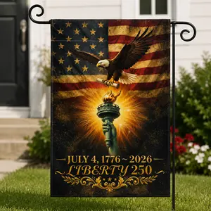 250th Anniversary America Garden Flag - USA Patriotic Double-Sided Burlap Banner, 1776-2026 Semiquincentennial Commemorative Flags, Suitable for Outdoor Lawn & Spring Decor