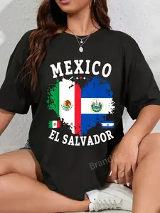 100% Cotton Mexico & Salvador Flag Costume Idea for Salvadoreño T-Shirt