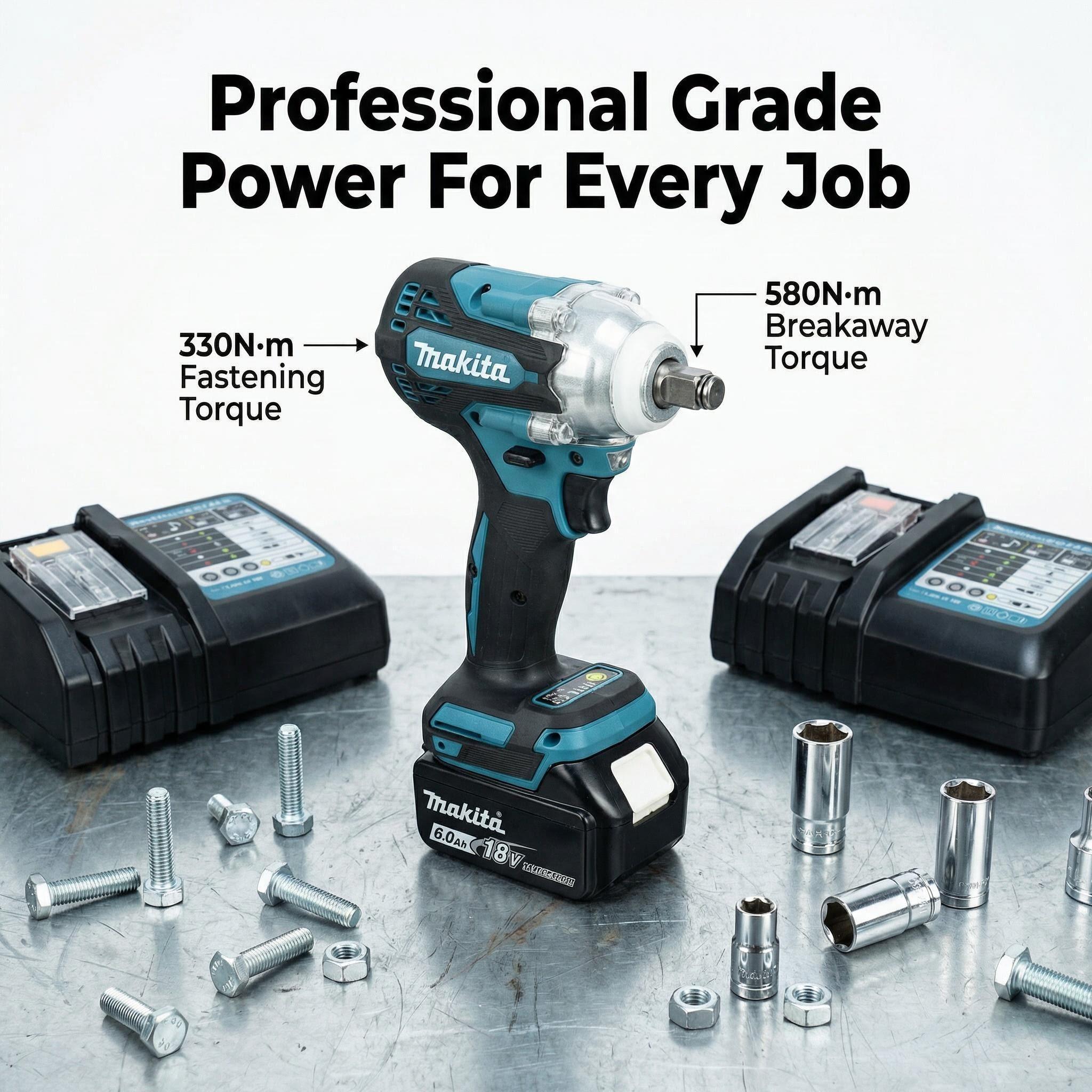 Makita DTW300 18V Brushless Impact Wrench With Battery Charger for Heavy Duty Fastening Electric Wrench Durable