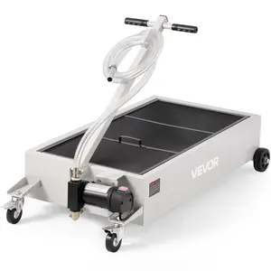 fathersdaygift VEVOR Low Profile Oil Drain Pan, 20 Gallon Capacity, Rolling Oil Drain Pan with Electric Pump, 7.2 ft Hose T Folding Handle, Leak-proof Corrosion-resistant, Fit for Cars, SUVs, Trucks, ATVs, White