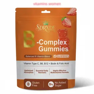vitamins women SDRXDE B Complex Vitamin Gummies - Premium Formula Sugar Free, Gluten Free, 60 Gummies with Biotin, Folic Acid & Vitamin B12 for Skin Hair Nails. Strawberry Flavor for Women