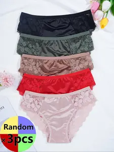 Random Color Women's Floral Lace Panty, Soft Comfy Breathable Knicker for Daily Wear, Underwear for Women, Trim Lace Panty