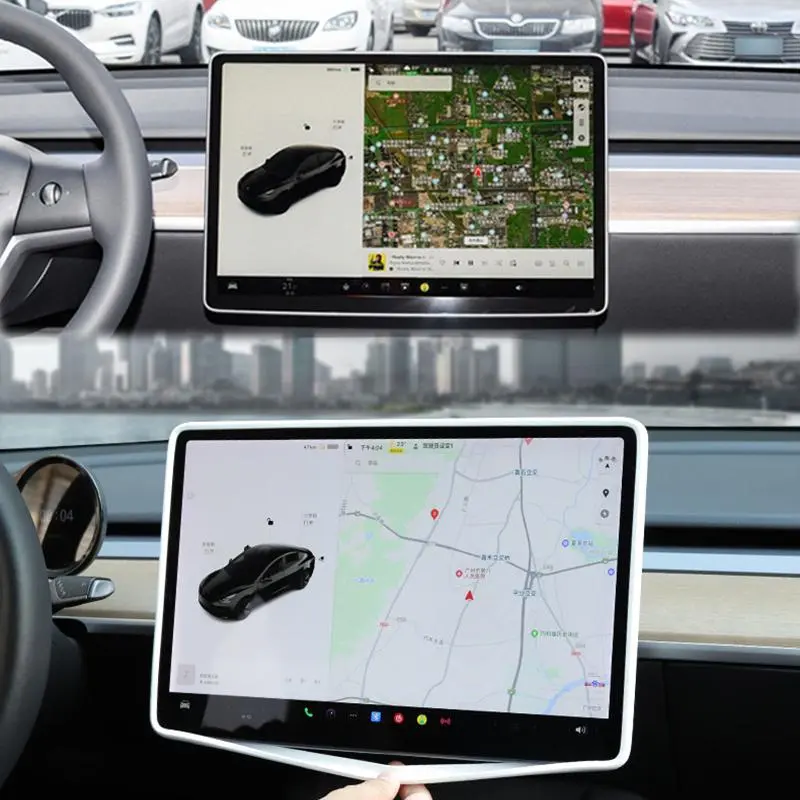 2026 New For Tesla Model 3 Y Car Silicone Screen Frame Display Edge Protector Central Control Protective Cover Anticollision Accessories