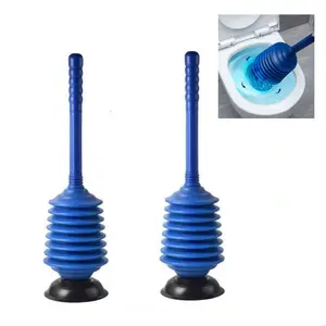 2 Pcs Strong Pressure Toilet Plunger, Unclogger, Dredge, Multi-functional Cleaning Tool for Home, Bathroom, Dormitory (Blue)